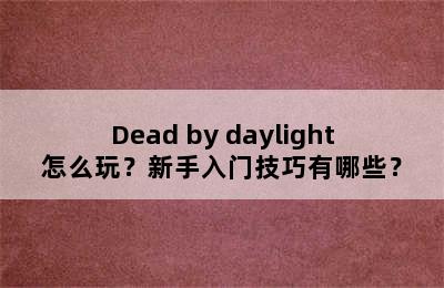 Dead by daylight怎么玩？新手入门技巧有哪些？